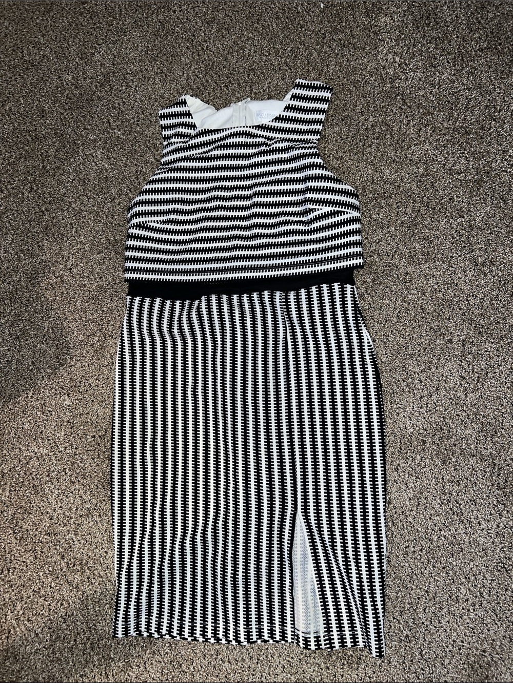 Bisou Bisou Black and White Striped Two-Piece Dress Set